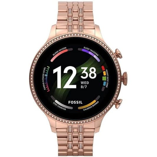 ULTRABYTES Fossil Gen 9 Diamond Strap HD Display 2 Straps BT Calling Smartwatch (Rose Gold Strap) for Mens and Womens with ON/Off Logo