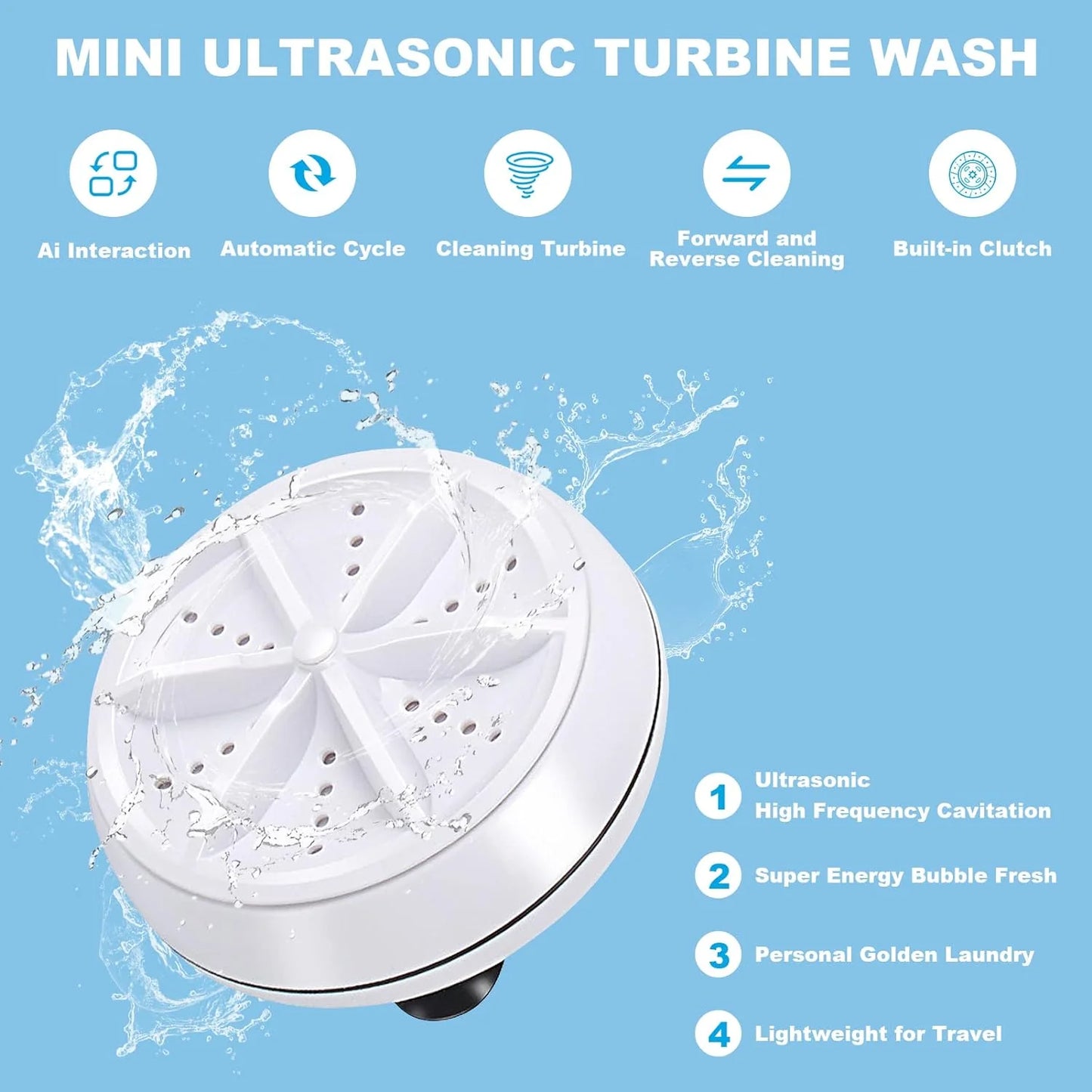 Mini Washing Machine Portable Personal Rotating Washer Adjustable