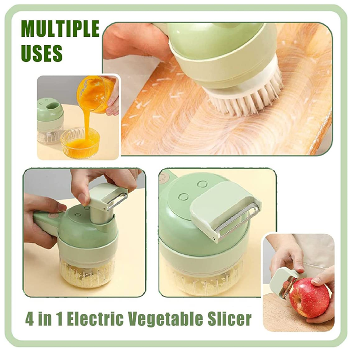 4 in 1 Multi Functional Chopper |Wireless Electric Vegetable Cutter Set